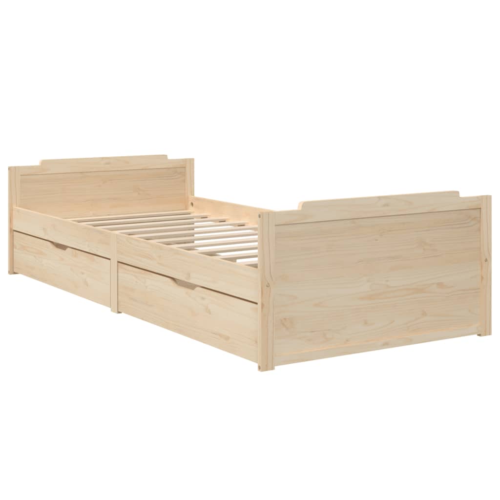 Bedframe met lades massief grenenhout 90x200 cm