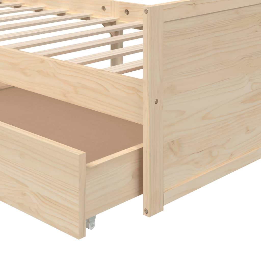 Bedframe met lades massief grenenhout 90x200 cm