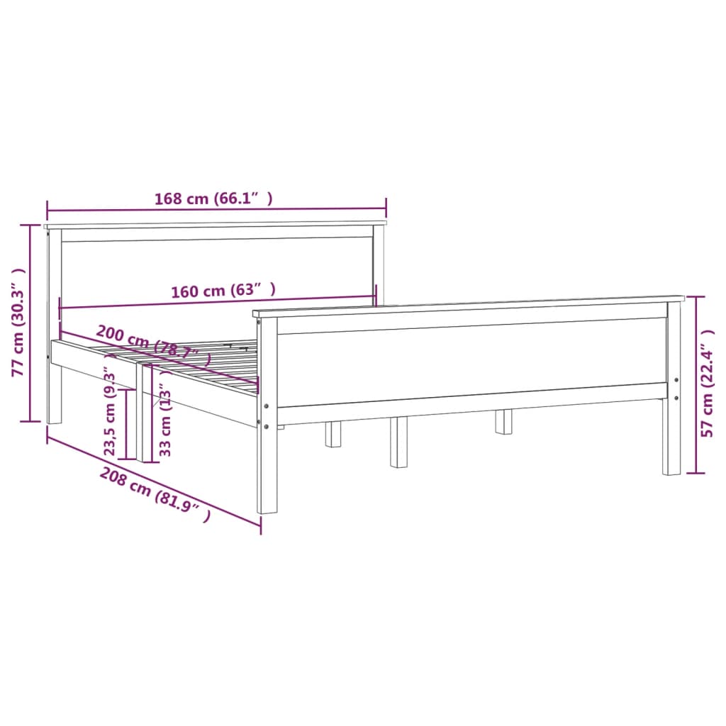 Bedframe massief grenenhout 140x200 cm