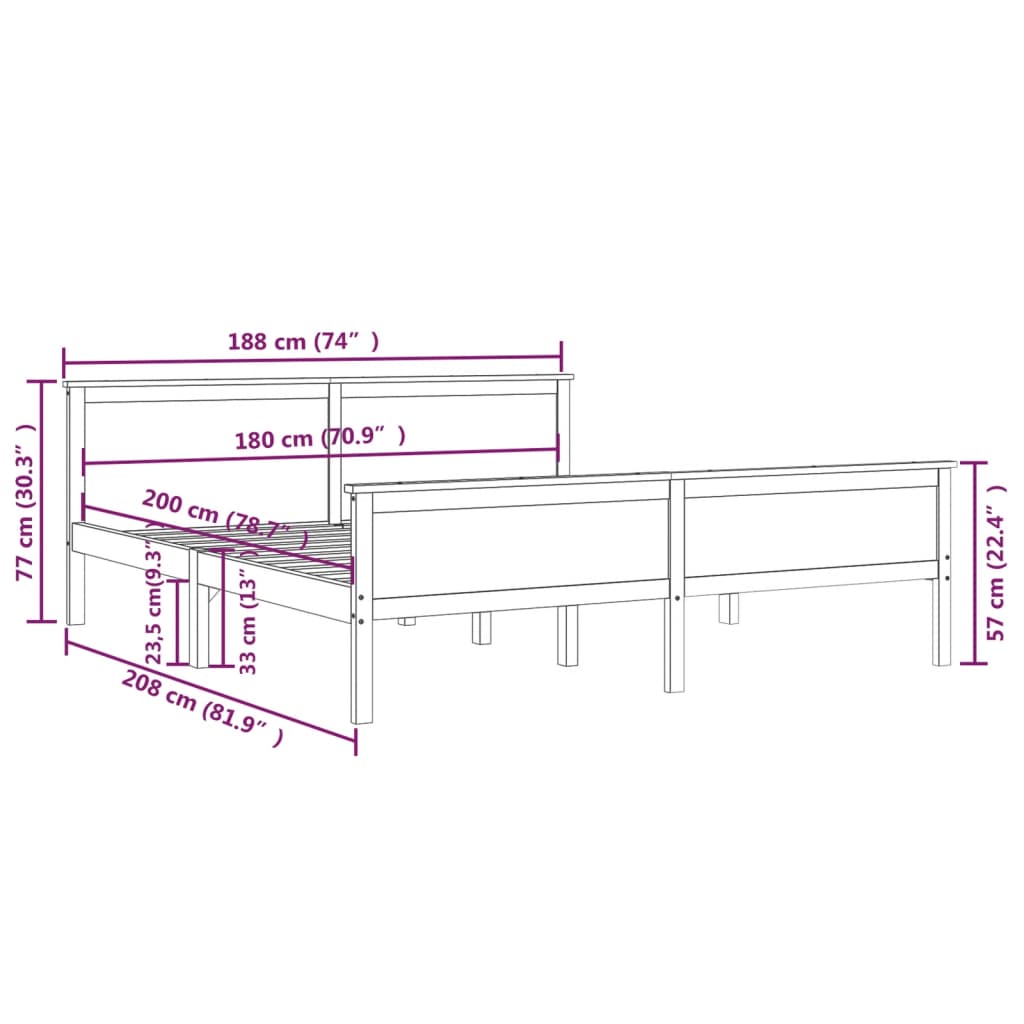 Bedframe massief grenenhout 140x200 cm