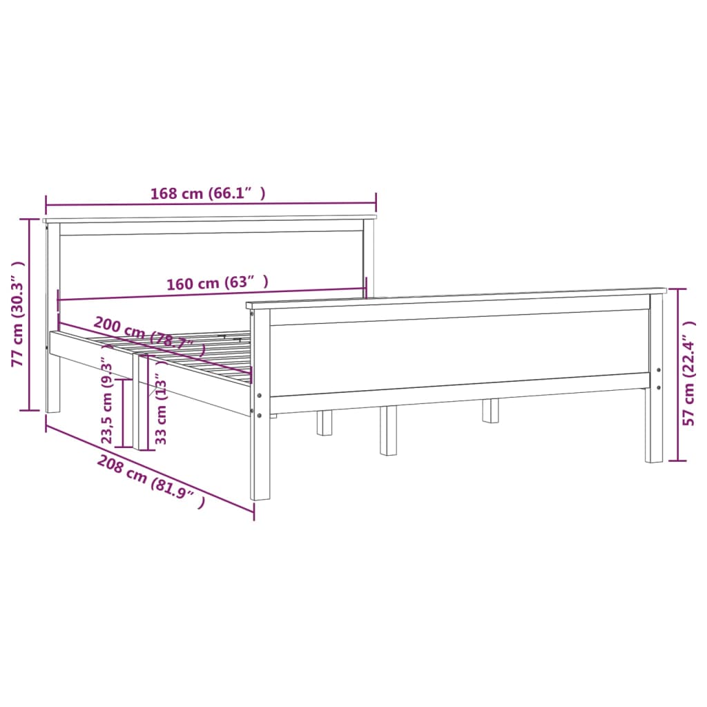 Bedframe massief grenenhout 140x200 cm