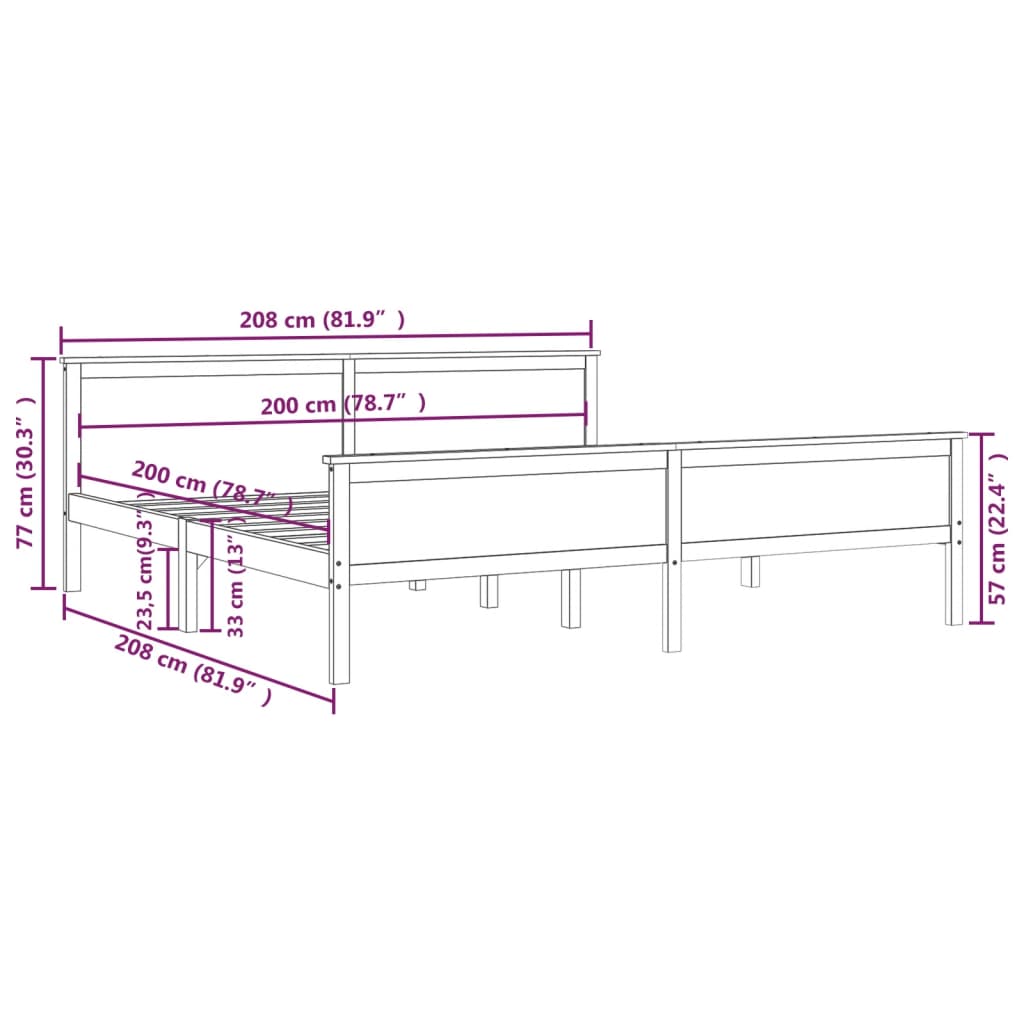 Bedframe massief grenenhout 140x200 cm