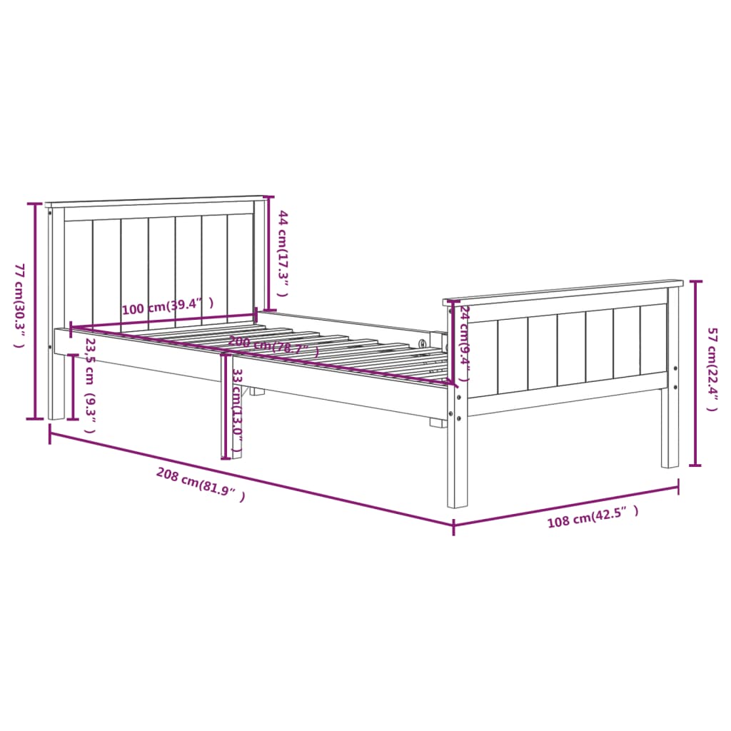 Bedframe massief grenenhout 140x200 cm