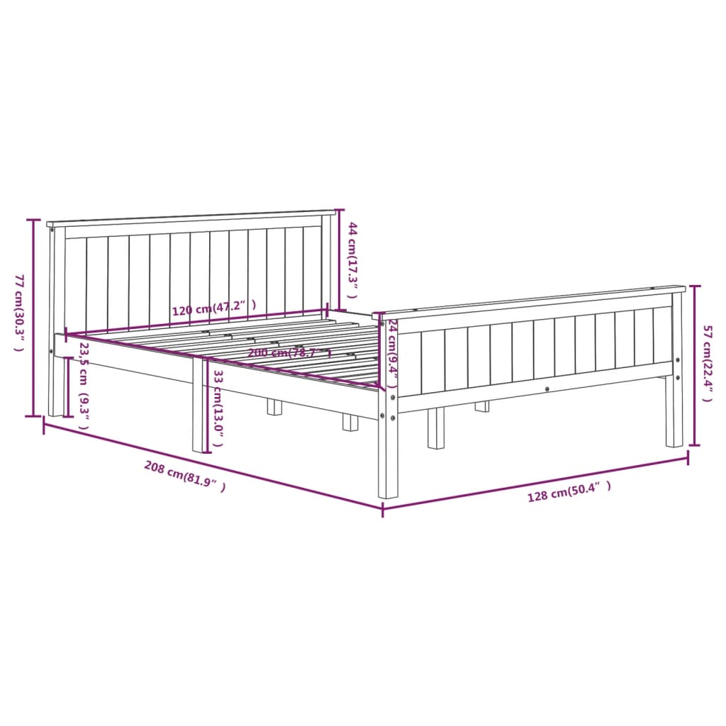 Bedframe massief grenenhout 140x200 cm