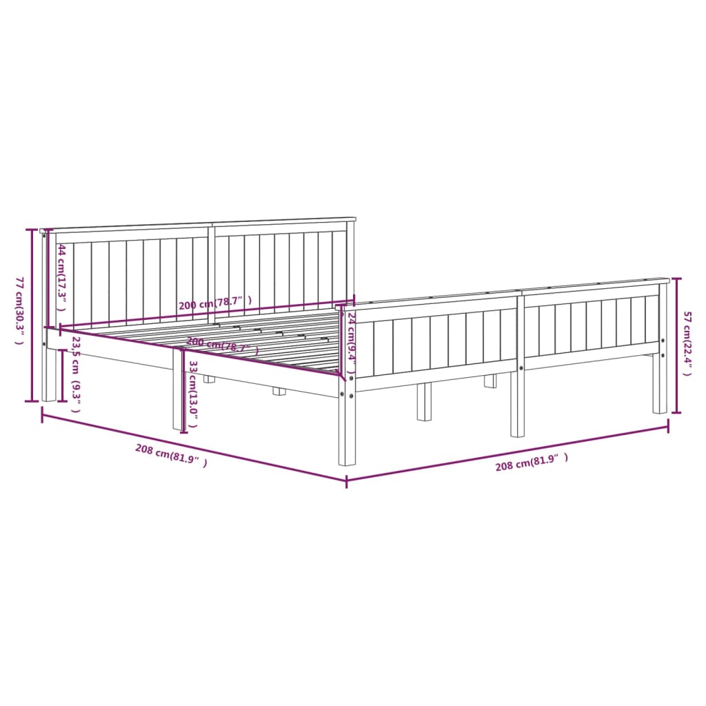 Bedframe massief grenenhout 140x200 cm