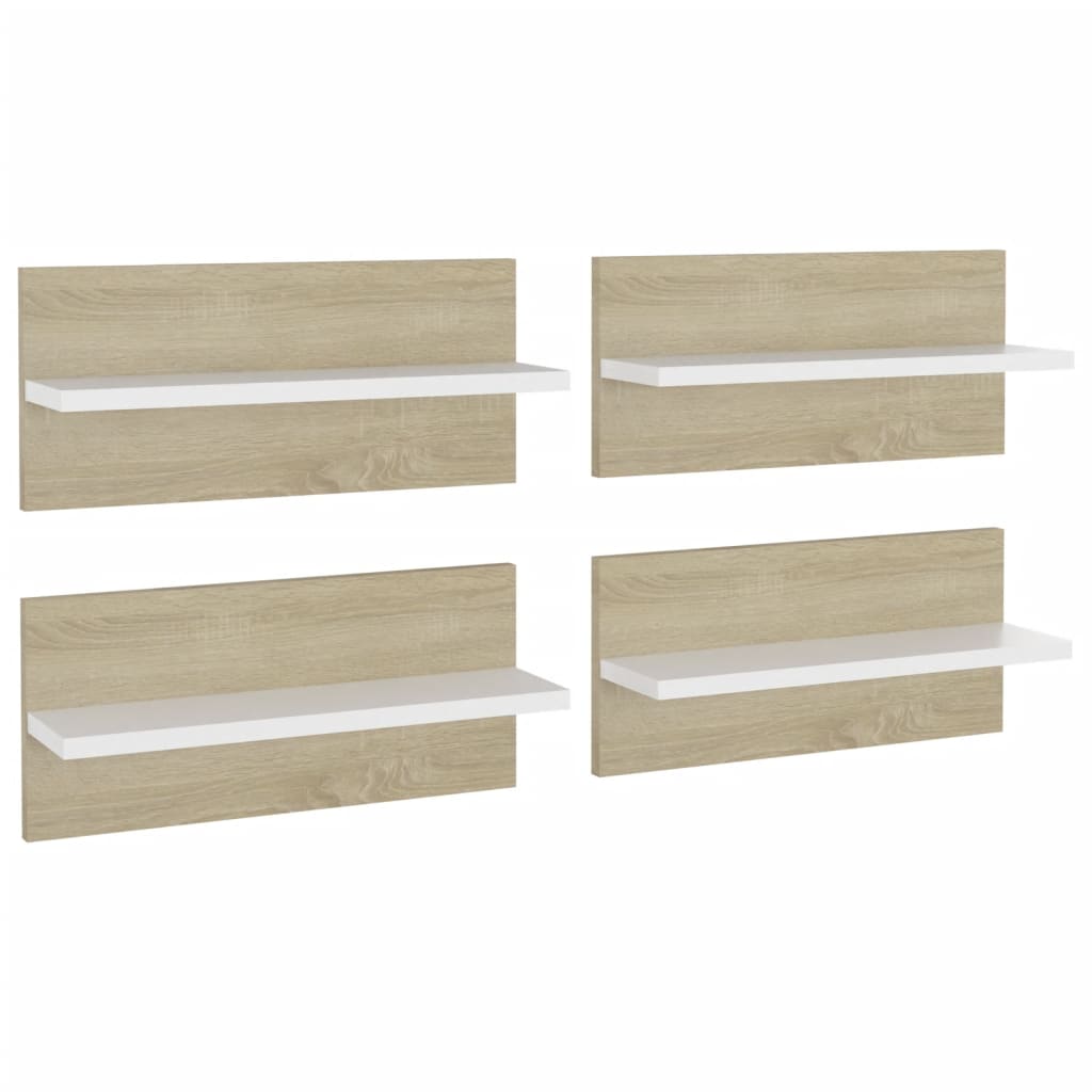 Wandschappen 4 st 40x11,5x18 cm bewerkt hout