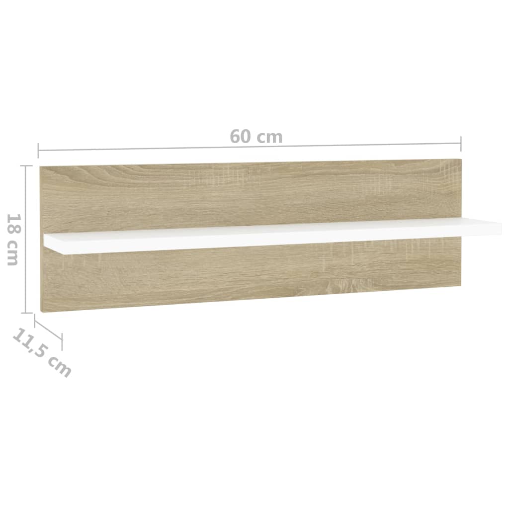 Wandschappen 2 st 60x11,5x18 cm bewerkt hout