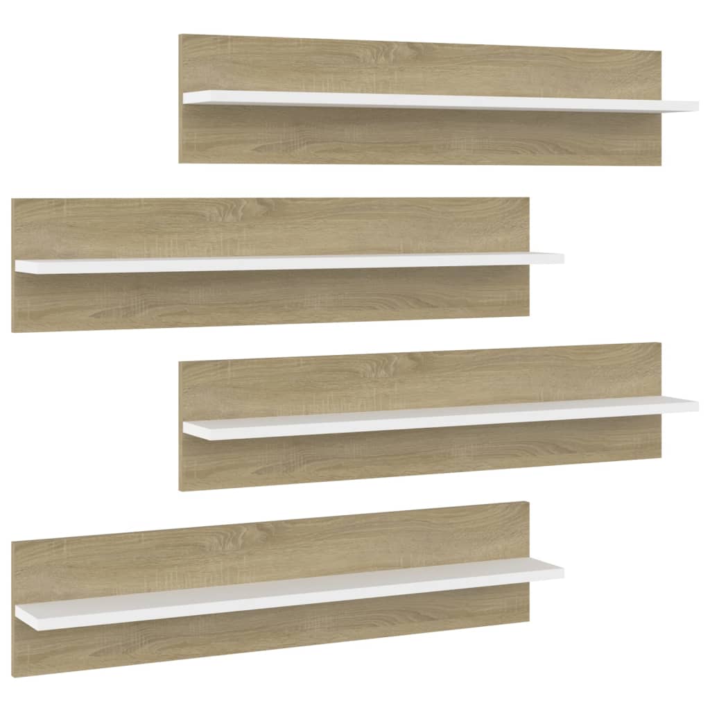 Wandschappen 4 st 80x11,5x18 cm bewerkt hout