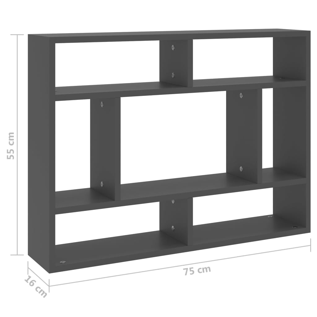 Wandschap 75x16x55 cm bewerkt hout