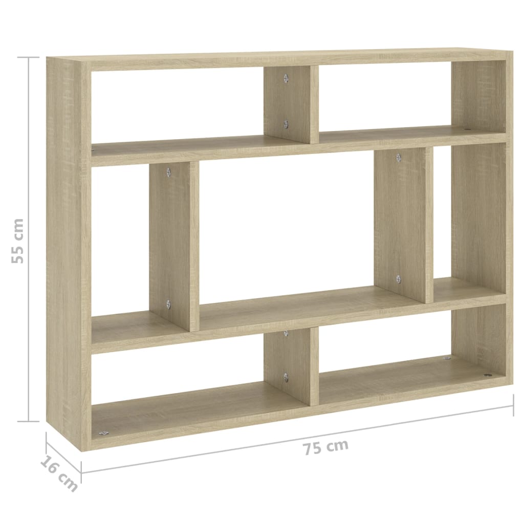 Wandschap 75x16x55 cm bewerkt hout