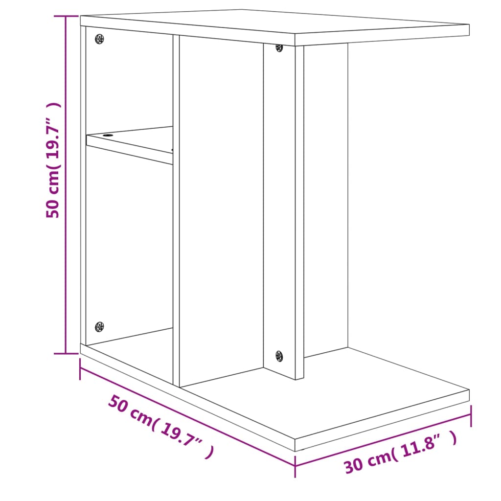 Bijzettafel 50x30x50 cm bewerkt hout eikenkleurig