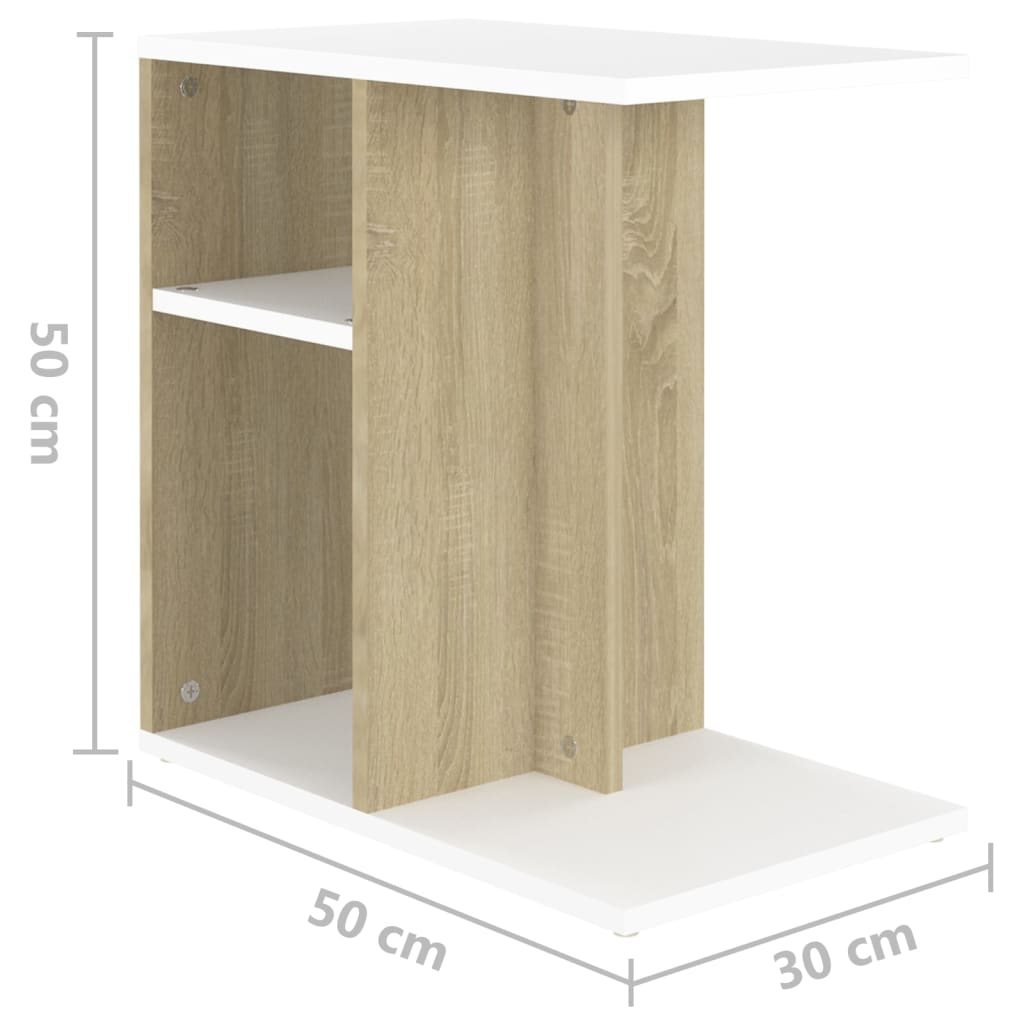 Bijzettafel 50x30x50 cm bewerkt hout eikenkleurig