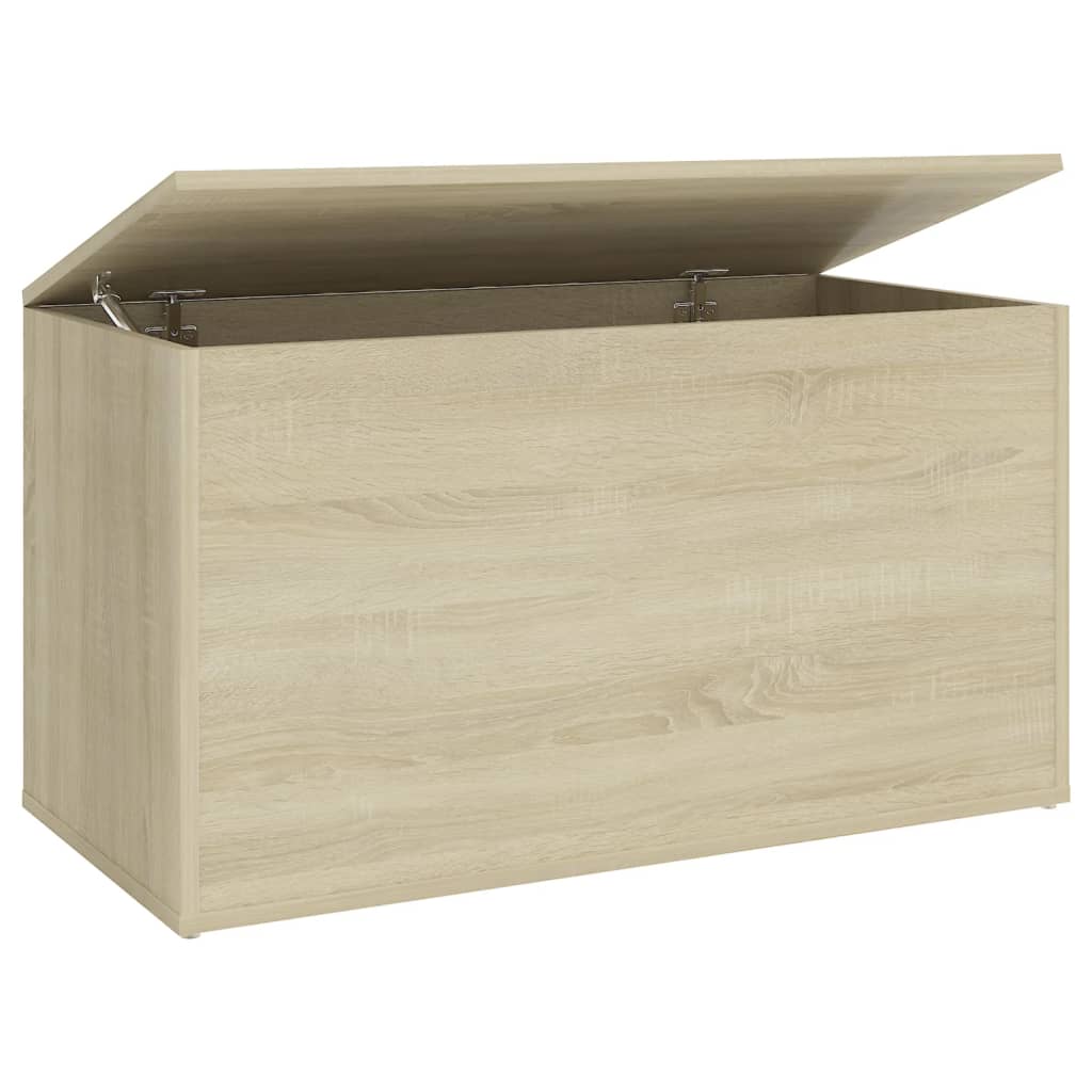 Opbergkist 84x42x46 cm bewerkt hout eikenkleurig