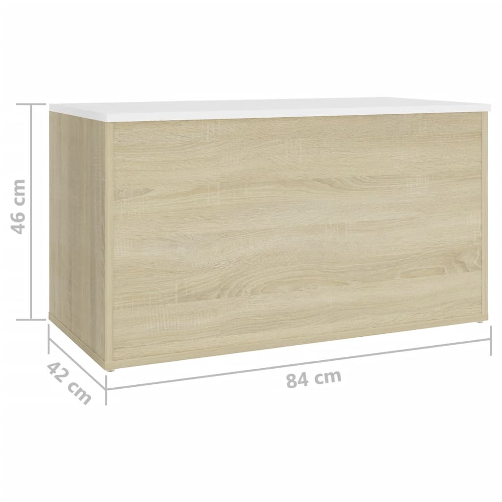 Opbergkist 84x42x46 cm bewerkt hout eikenkleurig