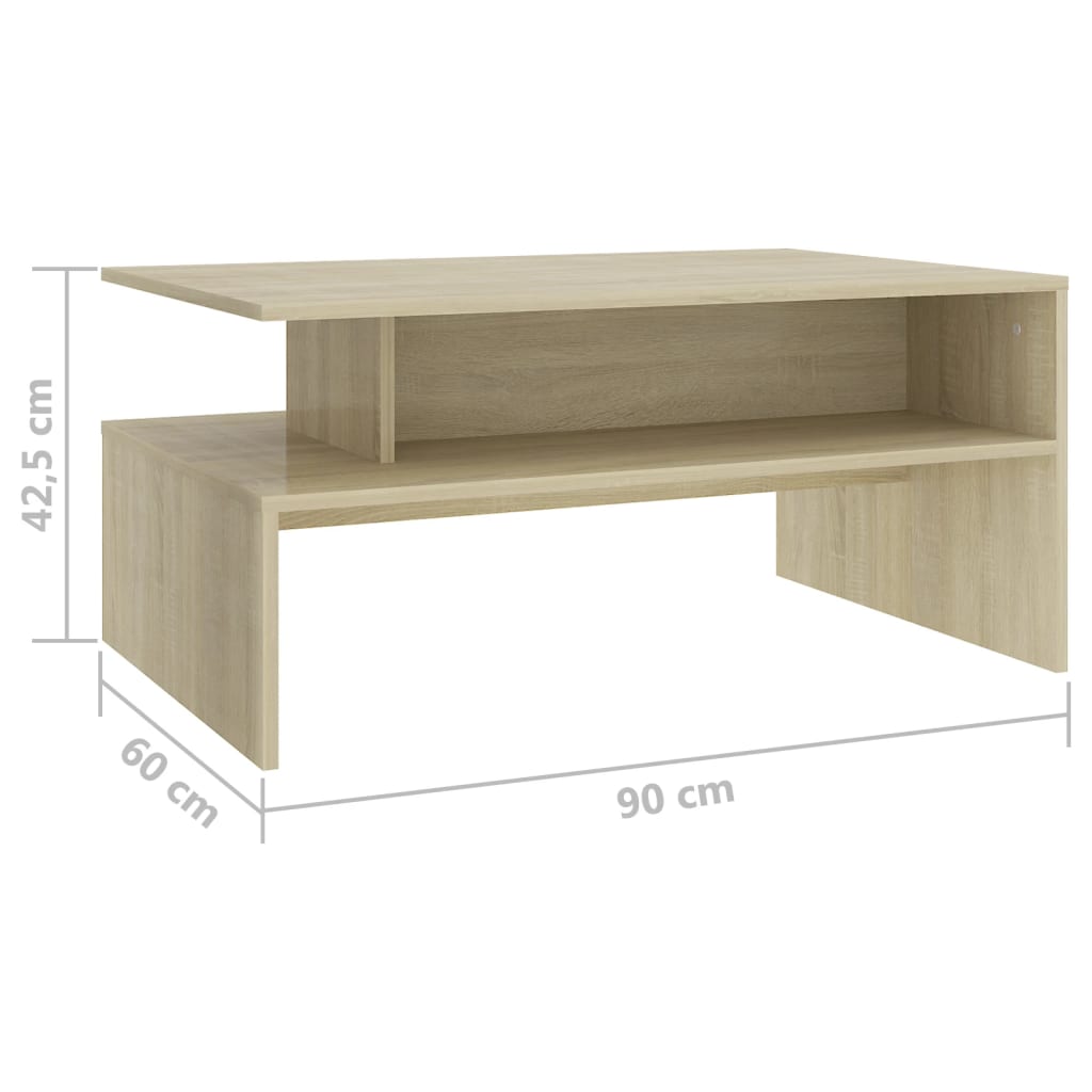 Salontafel 90x60x42,5 cm bewerkt hout eikenkleurig