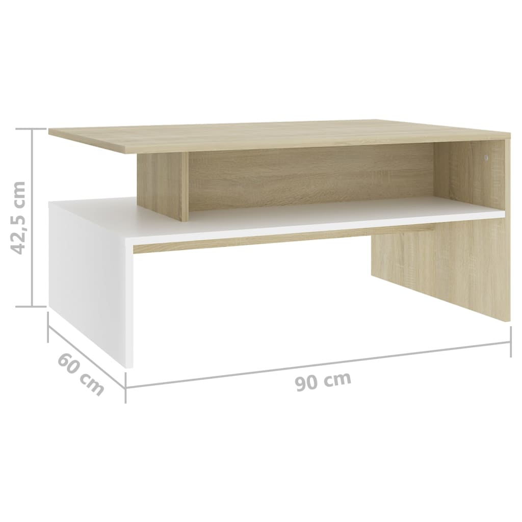 Salontafel 90x60x42,5 cm bewerkt hout eikenkleurig