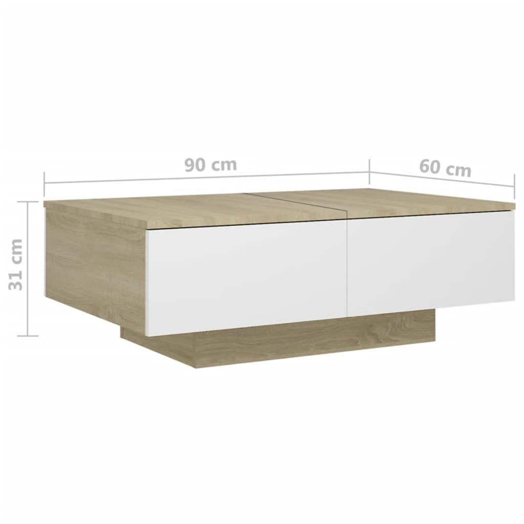 Salontafel 90x60x31 cm bewerkt hout