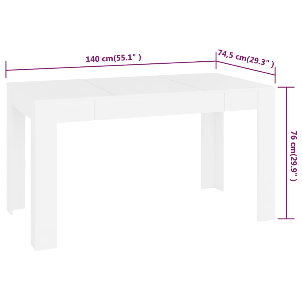 Eettafel 140x74,5x76 cm bewerkt hout eikenkleurig