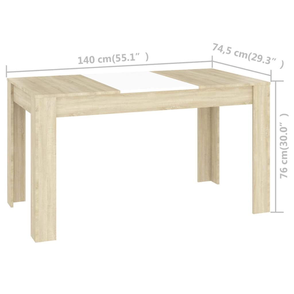 Eettafel 140x74,5x76 cm bewerkt hout eikenkleurig