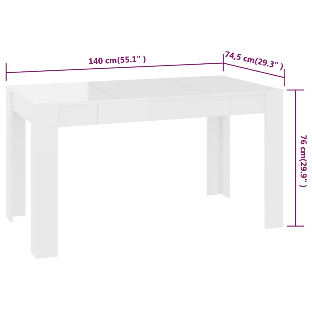 Eettafel 140x74,5x76 cm bewerkt hout eikenkleurig