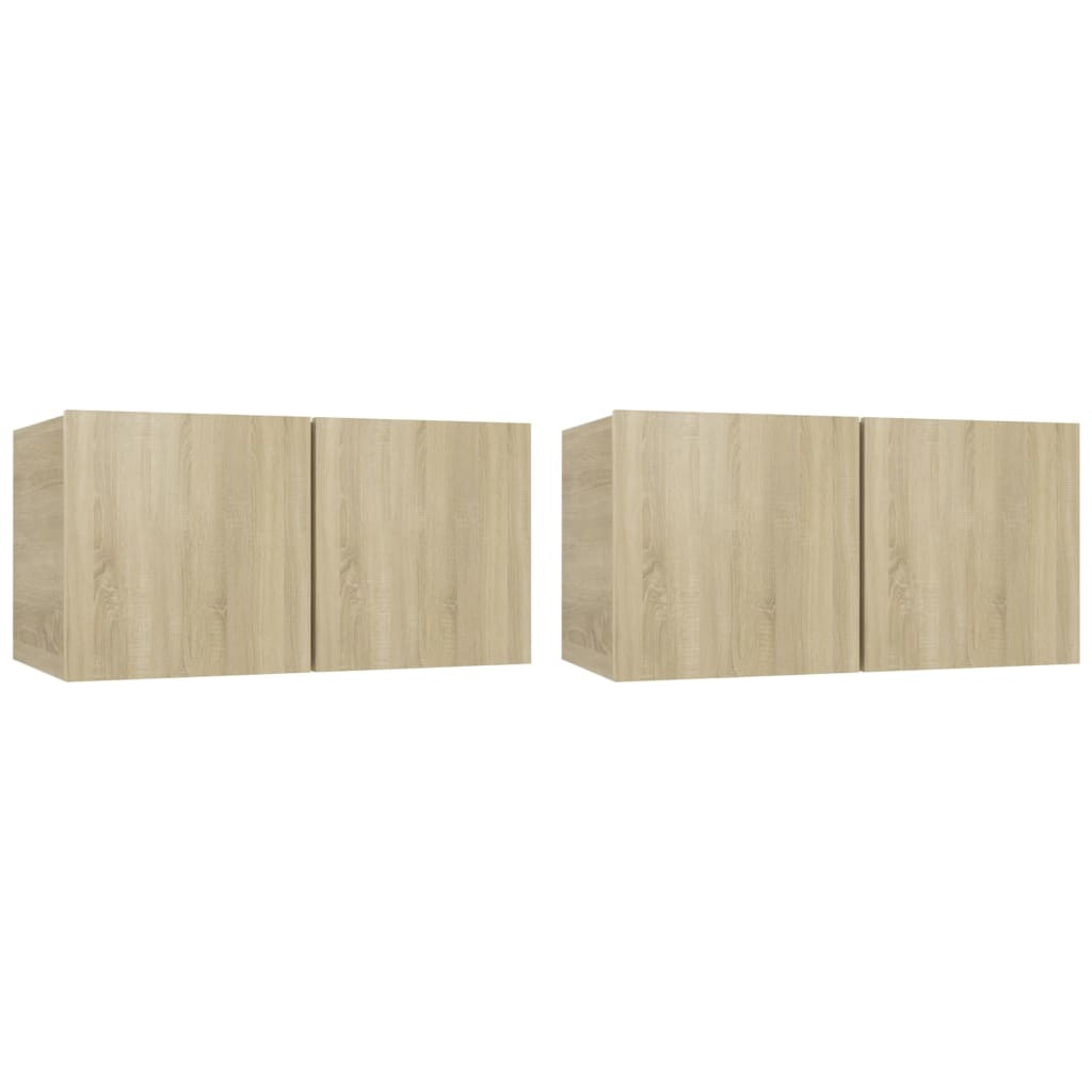 Tv-meubel hangend 60x30x30 cm bewerkt hout eikenkleurig