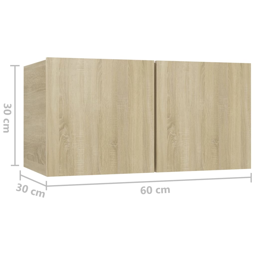 Tv-meubel hangend 60x30x30 cm bewerkt hout eikenkleurig