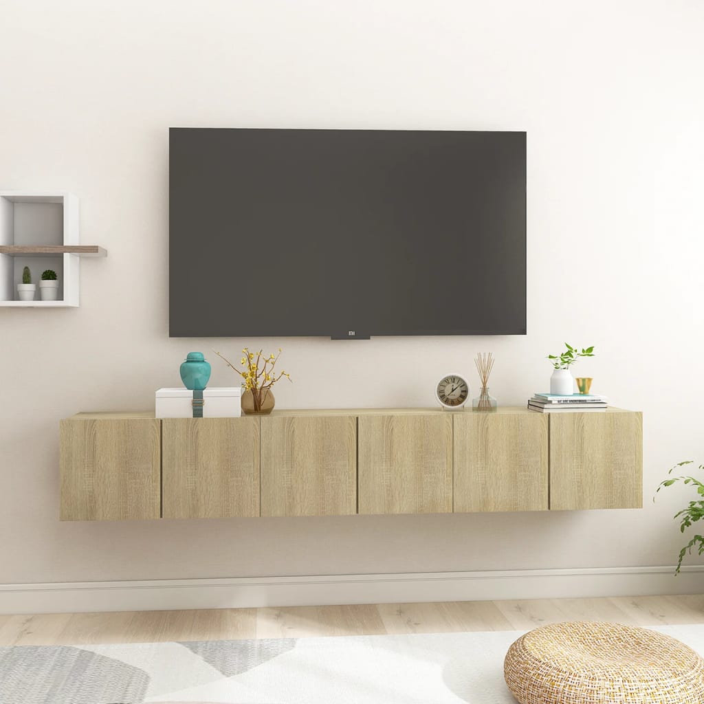 Tv-meubel hangend 60x30x30 cm bewerkt hout eikenkleurig