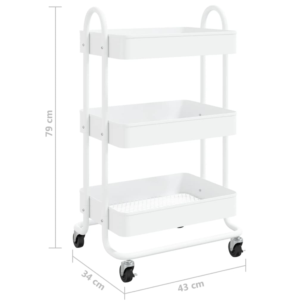 Trolley 3-laags 43x34x79 cm staal