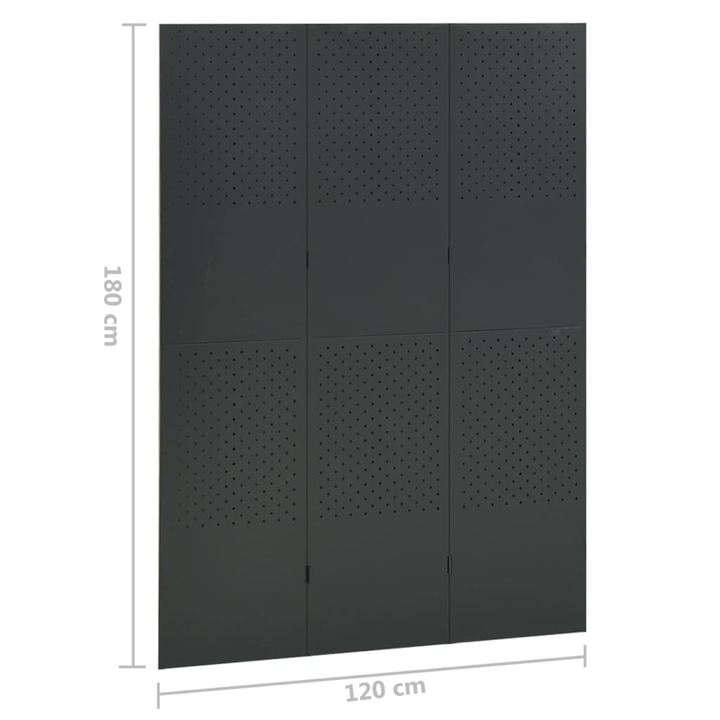 Kamerschermen 2 st met 6 panelen 240x180 cm staal wit