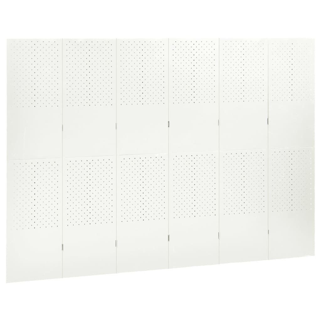 Kamerschermen 2 st met 6 panelen 240x180 cm staal wit