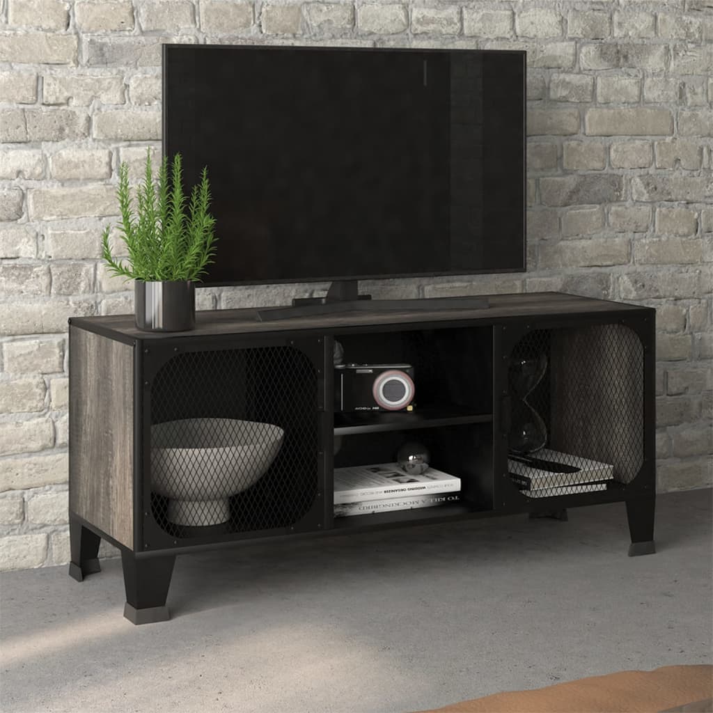 Tv-meubel 105x36x47 cm metaal en MDF rustiek bruin