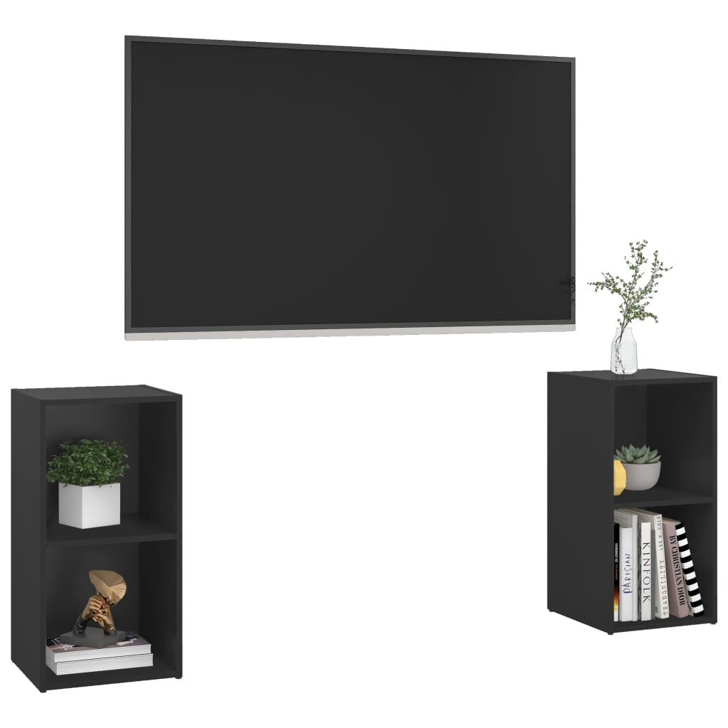 Tv-meubelen 2st 72x35x36,5 cm bewerkt houtwit eikenkleur