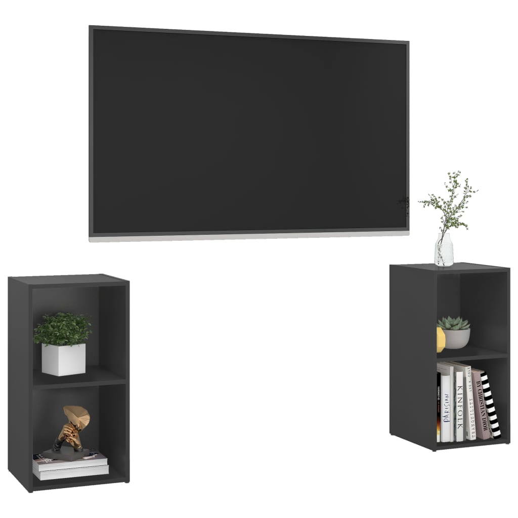 Tv-meubelen 2 st 107x35x37 cm bewerkt hout hoogglans grijs