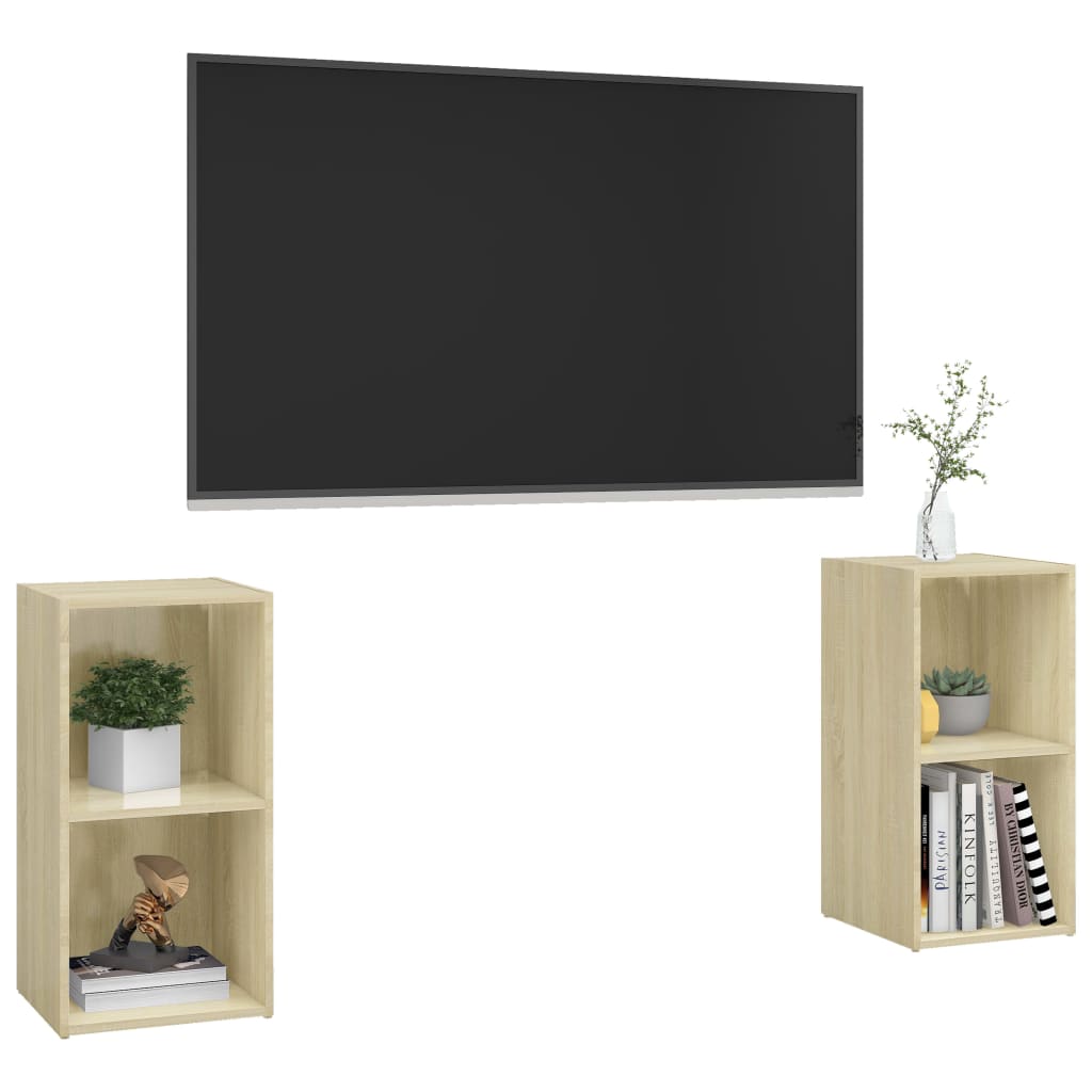 Tv-meubelen 2 st 107x35x37 cm bewerkt houtgrijs