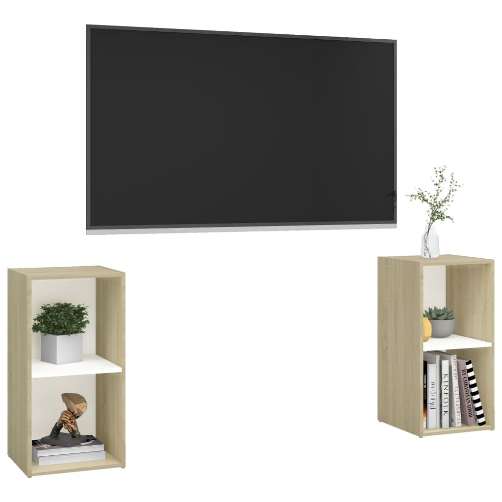 Tv-meubelen 2 st 107x35x37 cm bewerkt hout hoogglans grijs