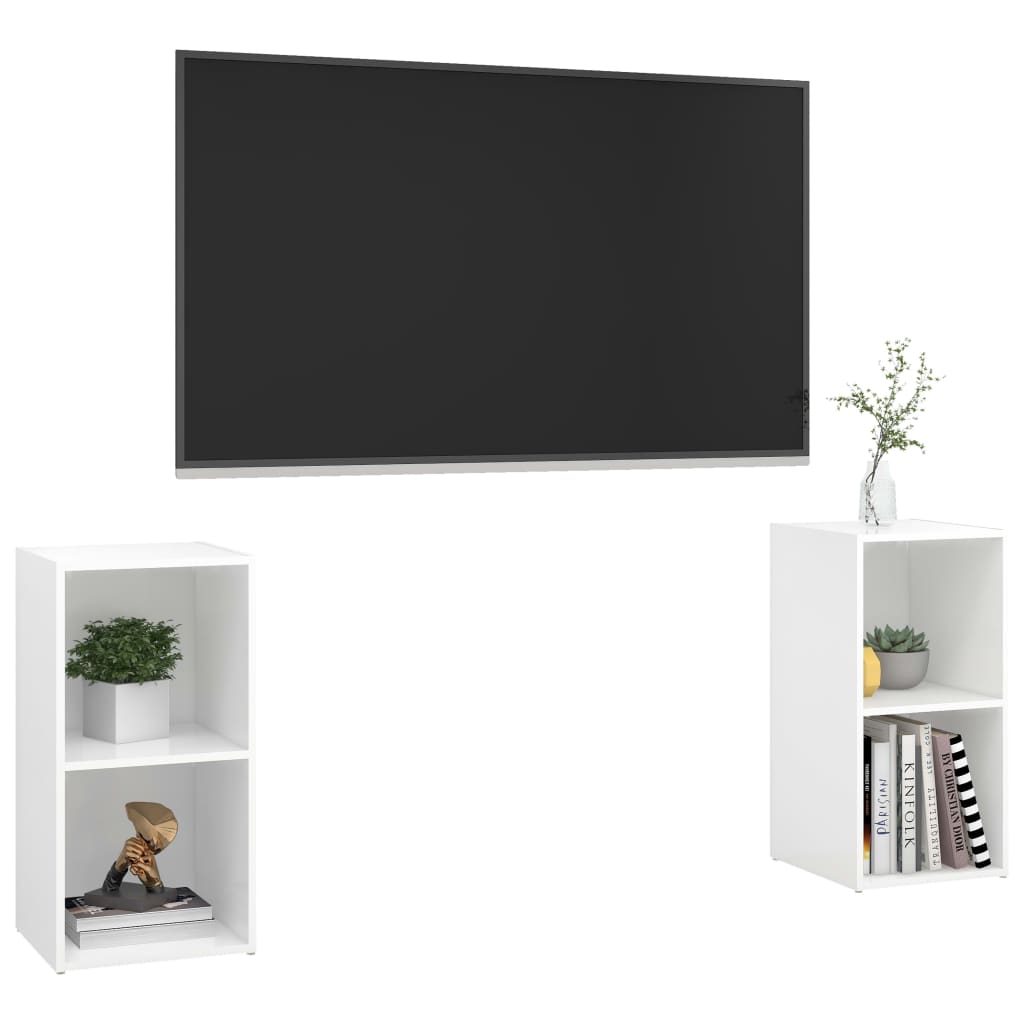 Tv-meubelen 2 st 107x35x37 cm bewerkt hout hoogglans grijs