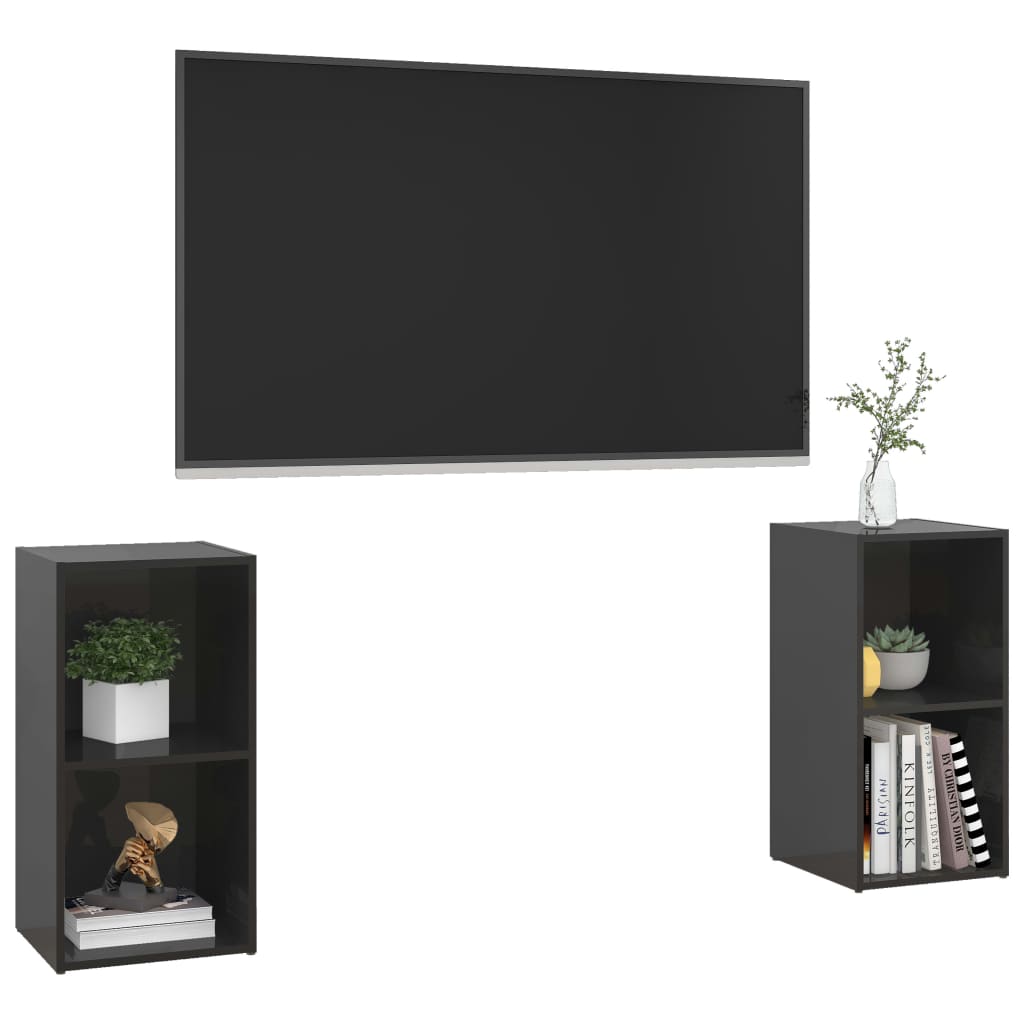 Tv-meubelen 2 st 72x35x36,5 cm bewerkt houtgrijs