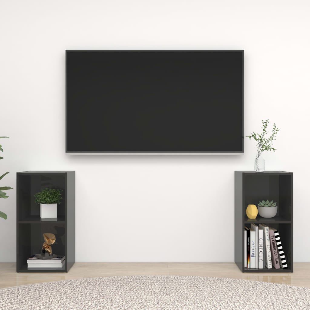 Tv-meubelen 2 st 107x35x37 cm bewerkt houtgrijs