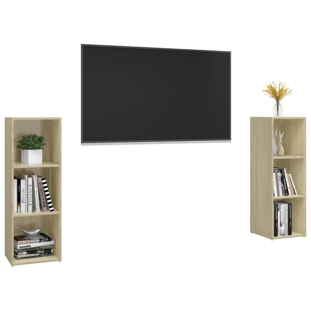 Tv-meubelen 2st 72x35x36,5 cm bewerkt houtwit eikenkleur