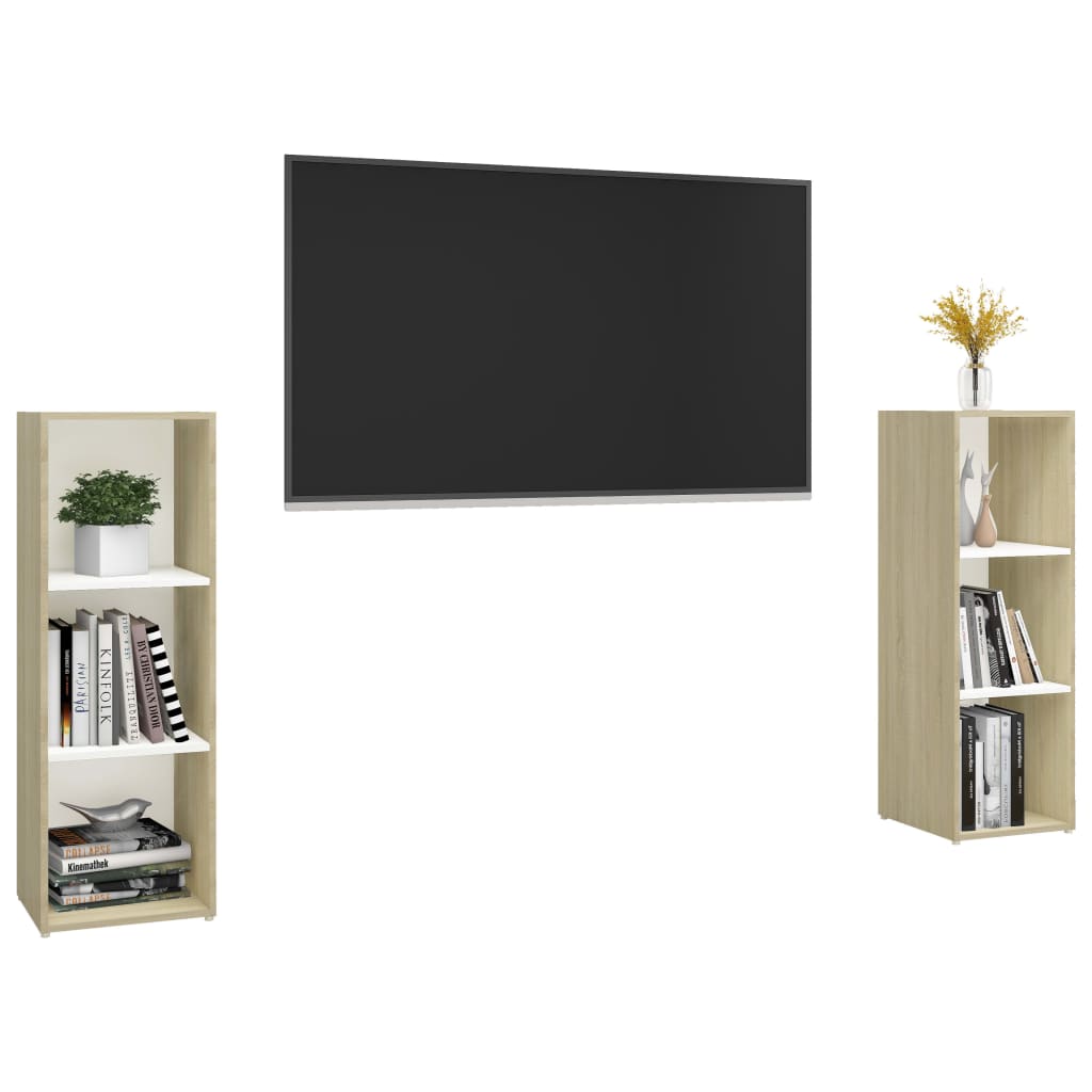 Tv-meubelen 2 st 72x35x36,5 cm bewerkt houtbetongrijs