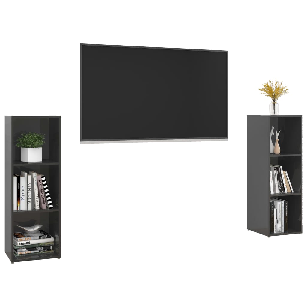 Tv-meubelen 2 st 107x35x37 cm bewerkt hout hoogglans grijs