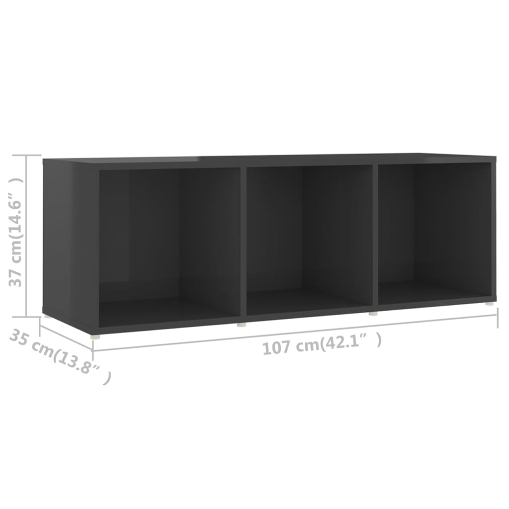 Tv-meubelen 2 st 107x35x37 cm bewerkt hout hoogglans grijs