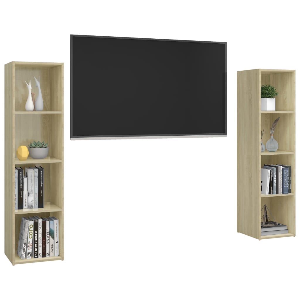 Tv-meubelen 2 st 72x35x36,5 cm bewerkt houtbetongrijs