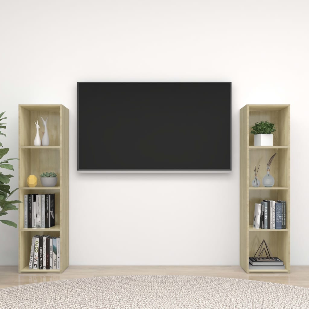 Tv-meubelen 2 st 72x35x36,5 cm bewerkt houtsonoma eikenkleurig