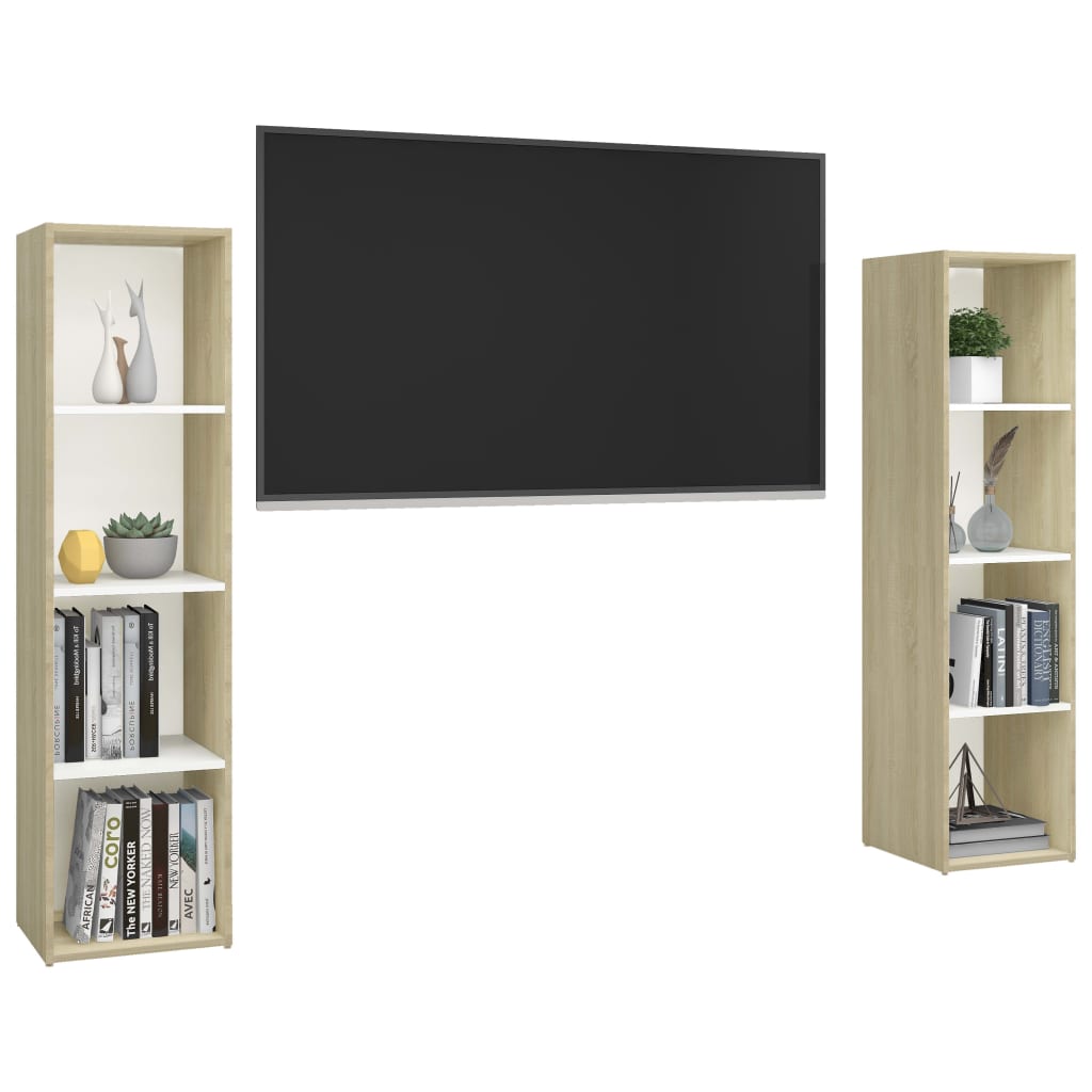 Tv-meubelen 2 st 72x35x36,5 cm bewerkt houtbetongrijs