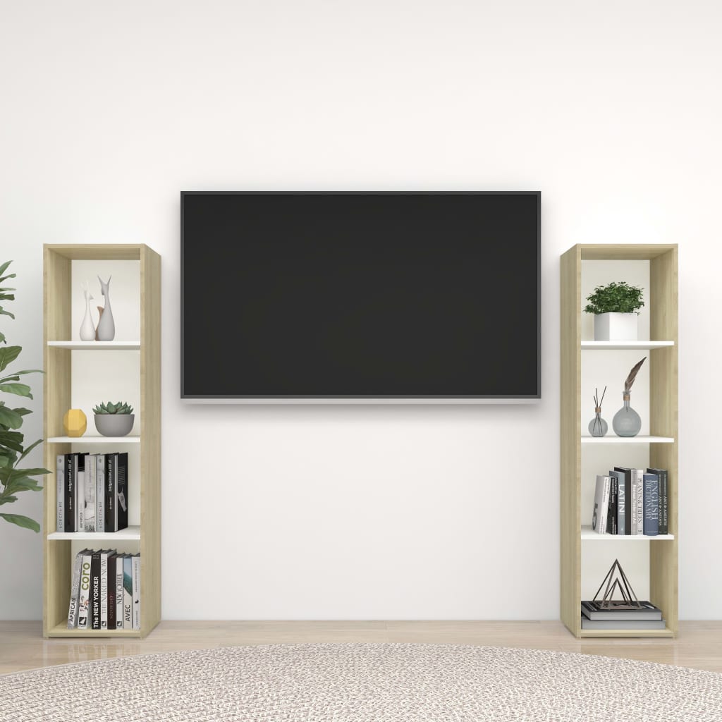 Tv-meubelen 2 st 107x35x37 cm bewerkt hout hoogglans grijs