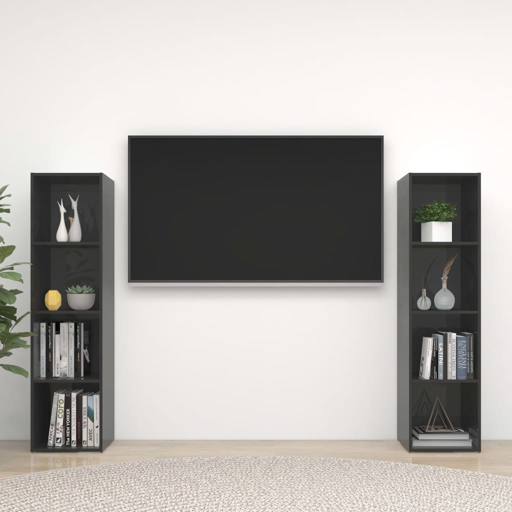 Tv-meubelen 2 st 107x35x37 cm bewerkt hout hoogglans grijs