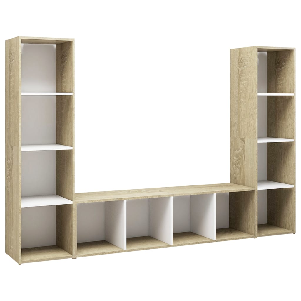 Tv-meubelen 3 st 142,5x35x36,5 cm bewerkt hout sonoma eiken