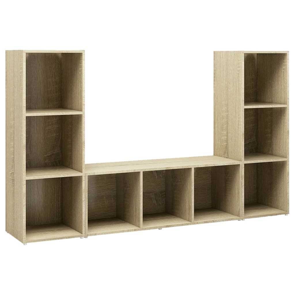 Tv-meubelen 3st 107x35x37 cm bewerkt hout wit sonoma eikenkleur