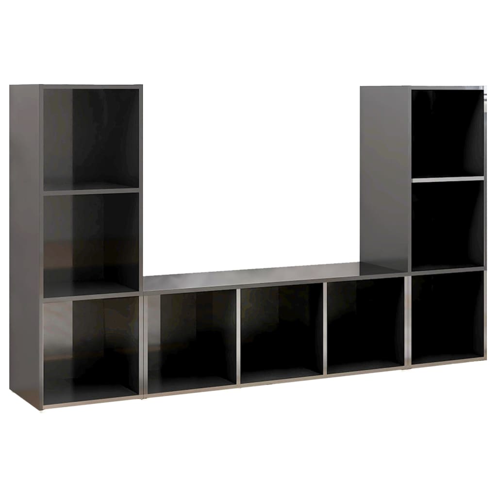 Tv-meubelen 3 st 107x35x37 cm bewerkt hout hoogglans grijs